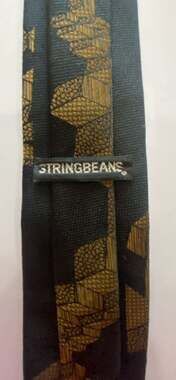Stringbeans Black and Gold Geometric Pattern Men's Necktie
